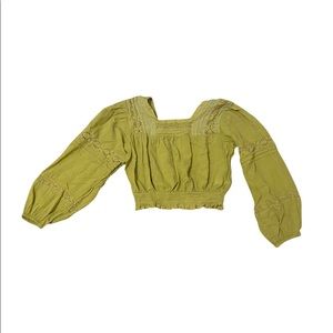 Chartreuse American eagle peasant top